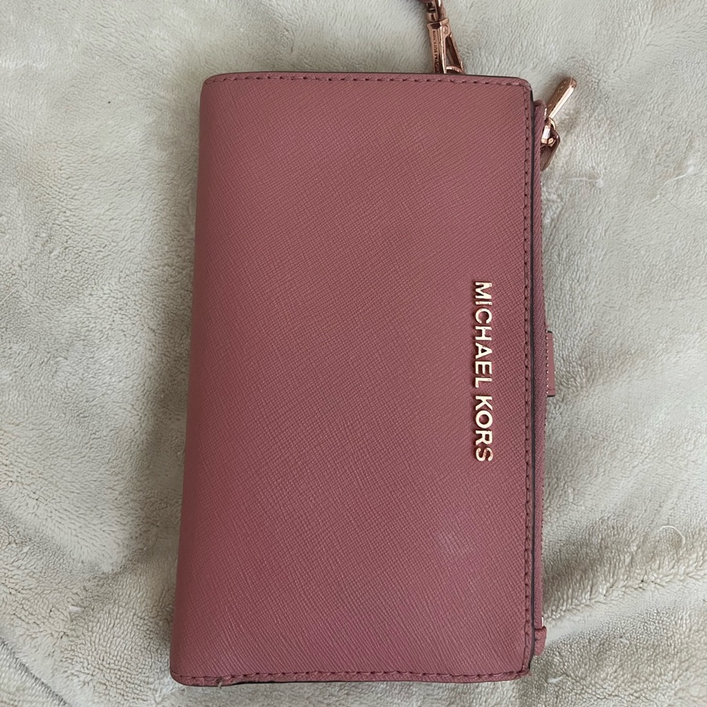 Michael Kors Rose Wallet with Gold Accents